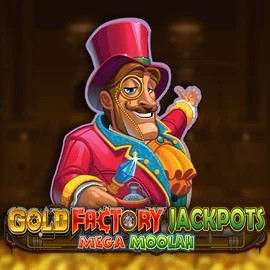 Gold Factory Jackpots Mega Moolah logo by Aurum Signature Studios at SkyHills Casino