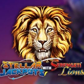 Stellar Jackpots with Serengeti Lions online game logo by Lightning Box Game on skyhills-casino-be.com